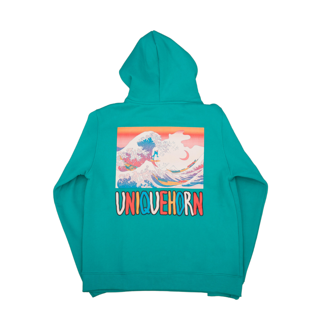 Uniquehorn Hokusai Hoodie - Green