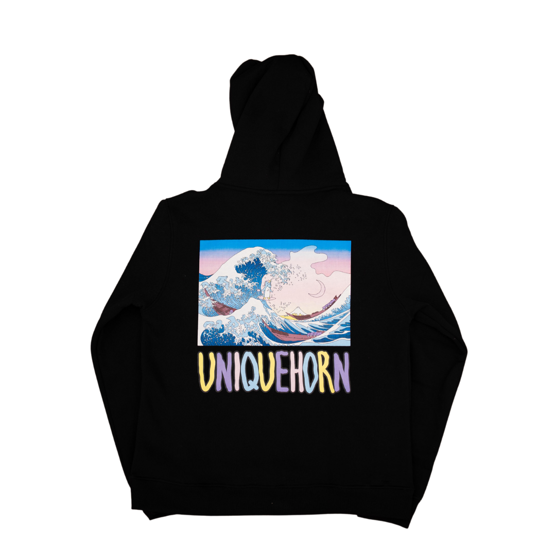 Uniquehorn Hokusai Hoodie - Black