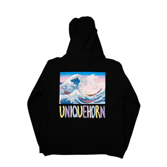 Uniquehorn Hokusai Hoodie - Black